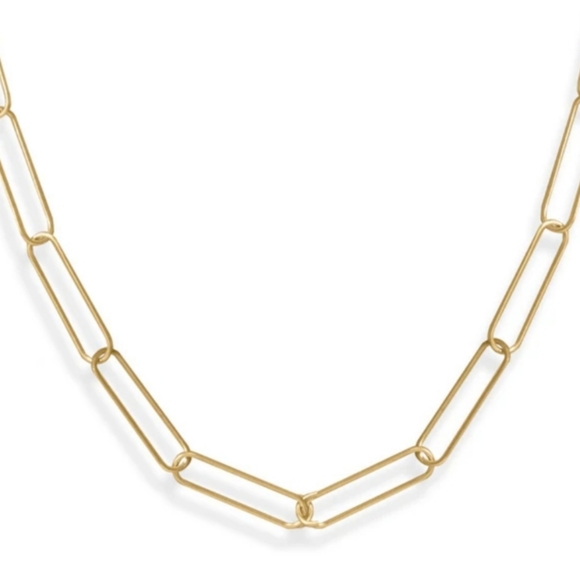 14KT GOLD PLATED PAPERCLIP CHAIN NECKLACE - Picture 1 of 2